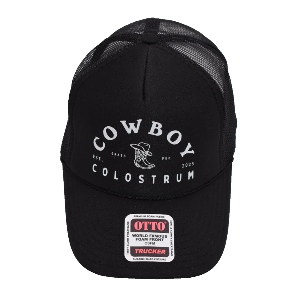 Otto COWBOY COLOSTRUM Black Mesh Adjustable Snapback Trucker Adult Cap Hat New